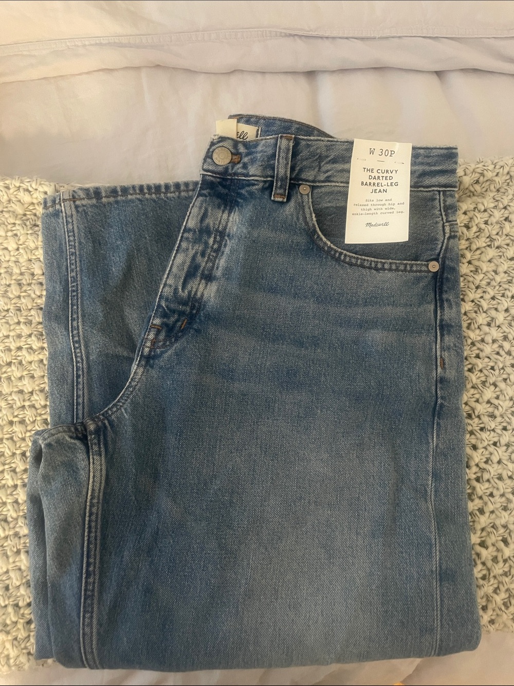 Madewell - The Curvy Darted Barrel- Leg Jean - Size 30P